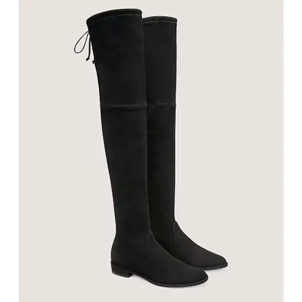 STUART WEITZMAN Lowland Over The Knee Suede Leather Boots Black Sz 5